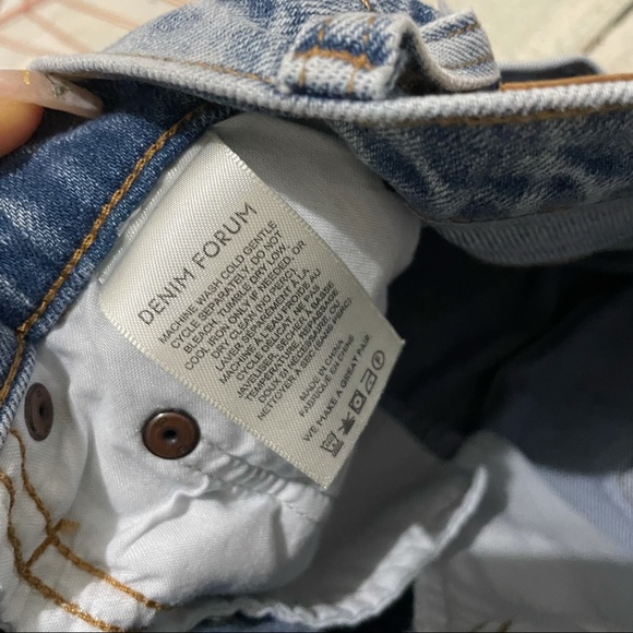 Aritzia Denim Forum 25 arlo high rise straight 28L jeans button fly blue cuffed - Picture 8 of 9